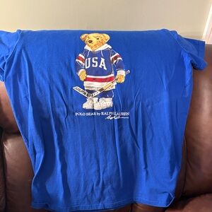 Ralph Lauren Kids Royal Blue USA Bear Tee